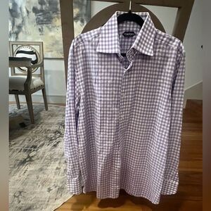Tom Ford Lavender and White Gingham Dress Shirt